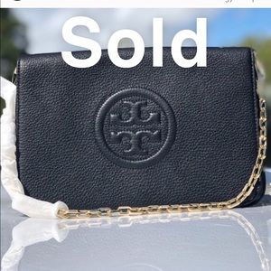 Tory Burch Bombe Black Clutch